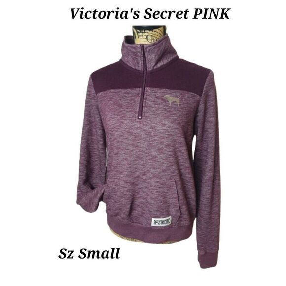 Victoria's Secret PINK Women's Heathered Purple Half-Zip Pullover Sweatshirt S - Picture 1 of 6